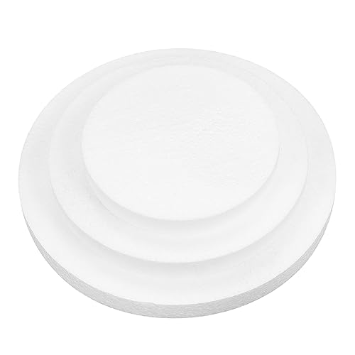 Abaodam 3st Schaumkuchenboden Kuchenkreise Mikrokuchen- -Schaum DIY Kuchenkreis Hochzeitstorte Basis Schaumkuchen Attrappe Runde Tortenplatten Essbares Oblatenpapier Baby Miniatur Weiß von Abaodam