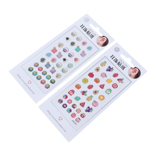 Abaodam 4 Sätze Aufkleber für Ohrstecker Cartoon Ohrring Aufkleber Selbstklebende Ohrring Aufkleber Cartoon Ohrring Sticker Set Nagelaufkleber Aufkleber für Diamantohrringe von Abaodam