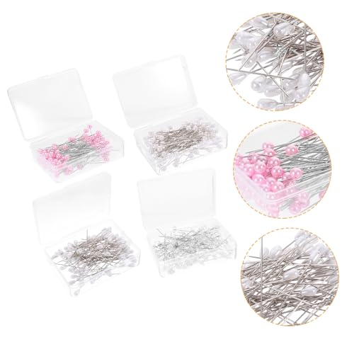 Abaodam 4 Sätze Diamant-nadelset Gerader Kopfstift Stricknadel Perlenstift Nähprodukt Schmuck Gerader Stift Gerade Perlennadel Anstecknadel Quiltnadel Nähen Vernickelter Stahldraht von Abaodam