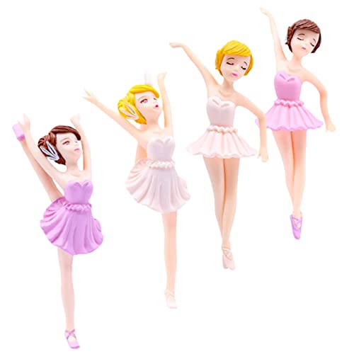 Abaodam 4 Stück Ballerina-Mädchen ein Kuchendeckel Kuchen Topper Kuchendeckel Geburtstag personalisiert puppen bastelset pappbecher Mädchenfiguren Tänzer Skulpturen PVC von Abaodam