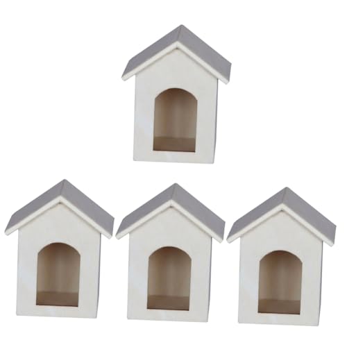 Abaodam Wohnkultur 4 Stück Hausmodell Dekor für zu Hause unlackiertes vogelhaus aus Holz Modelle Ornament winziges aus Holz Musterhäuser Mini Dekorationen Holzhaus schmücken Mini-Möbel von Abaodam