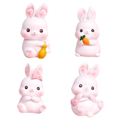 Abaodam 4 Stücke Bunny Kuchen Toers Harz Figuren Dekorative Kuchen Backen Verzierungen Desktop Ornamente von Abaodam