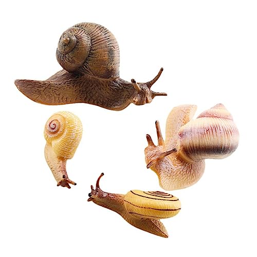 Abaodam 4 Stück Kognitive Verzierung Der Schnecke Spielzeug Tiere Kuchendekor Tortenfigur Schneckenornament Lehrmittel Für Tiere Kuchendeckel Garten Schnecke Dekor Light Brown PVC von Abaodam