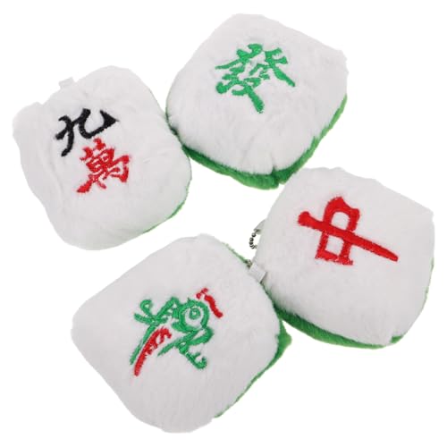 Abaodam 4 Stück Mahjong-anhänger Gefülltes Mahjong Schmückt Süßes Mahjong-plüschtier Mahjong-plüsch-taschenanhänger Mahjong-schlüsselanhänger Plüsch-mahjong-dekore Rostfreier Stahl von Abaodam