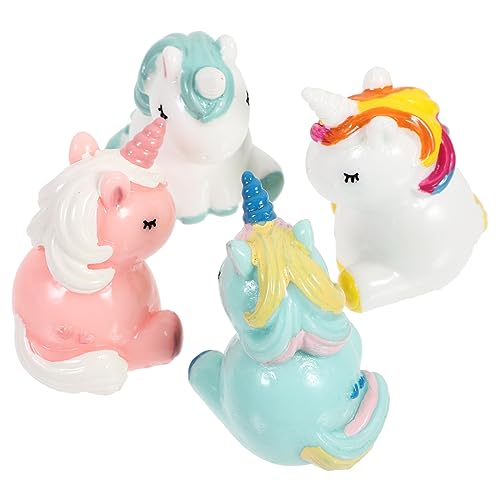 Abaodam 4 Stück Mikro Landschaftsdekoration Miniatur Einhorn Figur Zubehör Auto Miniatur Einhorn Statuen Einhorn Kuchenfiguren Autos Spielzeug Winziges Einhorn Ornament Miniatur von Abaodam