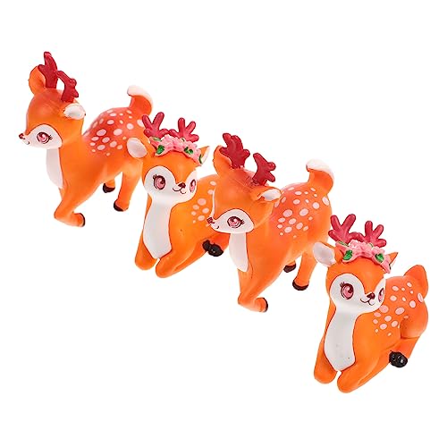 Abaodam 4 Stück Mikro-Landschaftsverzierung Cartoon-Miniatur-Hirschfiguren Tierstatuen Auto- animal figures tooniesfiguren hirsch dekorationen selber basteln PVC-Hirschfiguren von Abaodam