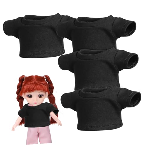 Abaodam 4 Stück Puppe Kurze Ärmel Tragen Sie Plüschkleidung kompakte Puppenkleidung Plüschtier Kleidung Niedliches Puppen Shirt Stofftier-Shirt Bären-Shirt Gestrickte Baumwolle Black von Abaodam