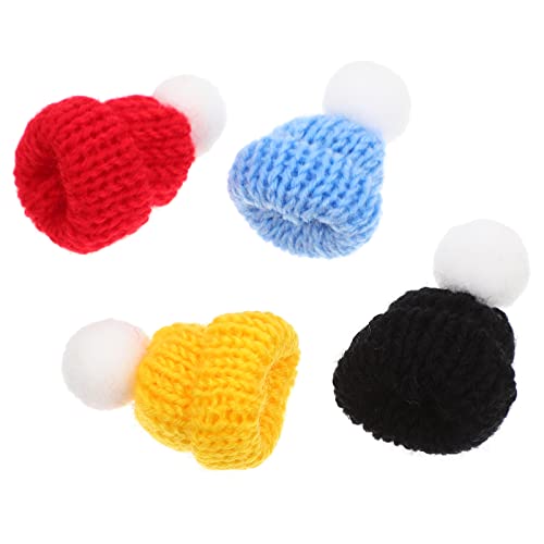 Abaodam 4 Stück Puppenmütze Puppenhüte kleine Mützen aus gewebtem Garn Mini-Hut DIY Mini strickmützen Schmuckhut selber Machen kleine Hüte Mini- -Dekore kleine Strickmützen Stoff von Abaodam