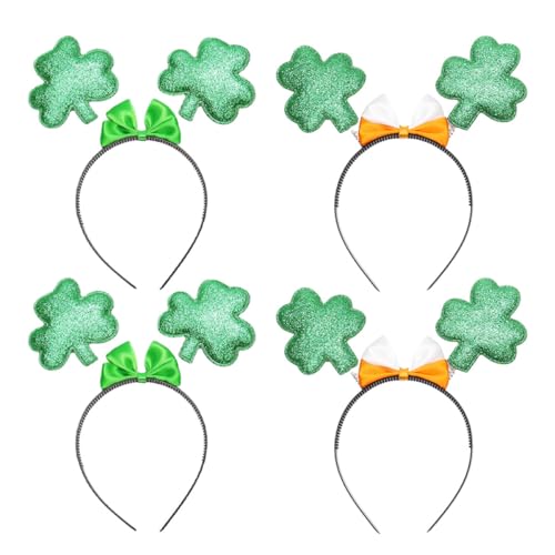 Abaodam 4 Stück Stirnband Festival-party-requisite Haarband Im Festival-stil Kleeblatt-kopfbedeckung Dreiblättriges Stirnband Make-up-stirnbänder Stirnbandschleife Green Plastik von Abaodam