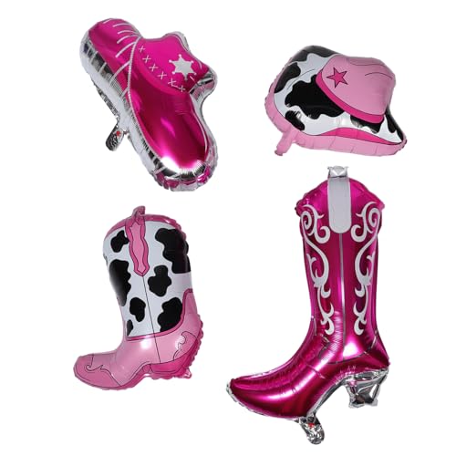 Abaodam 4 Stück Western-partyballons Western-cowgirl-ballons Geburtstagsfeier Ballon Westernballons Cowgirl-partyzubehör Cowboystiefel-ballons Disco-cowgirl-ballons Aluminiumfolie von Abaodam