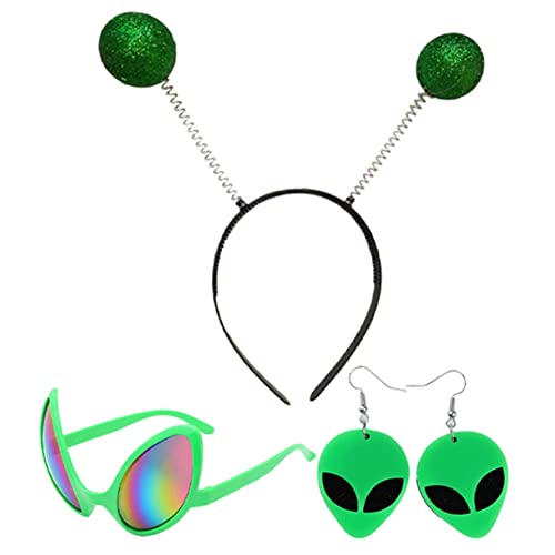 Abaodam 4 Teiliges Festival Dekorationsset Alien Serie Party Headband Ohrringe Und Brille Perfekte Accessoires Für Halloween Geburtstagsfeiern Und Festlichkeiten von Abaodam