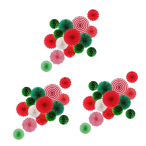 Abaodam 45 Stück Wabendekor Papierblumendekorationen Deckendekorationen Partyfächer Weihnachten Faltfächer Papierbommel Blumen Weihnachtsfeierdekorationen Papierfächer Set Ornament von Abaodam