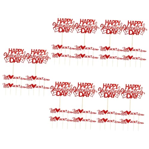 Abaodam 5 Sätze Kucheneinsätze Zum Valentinstag Birthday Cake Decoration Birthday Cake Topper Valentinstag Kuchen Picks Party Cupcake-kuchen-picks Cupcake-topper Hölzern Rot 50 Stück * 5 von Abaodam