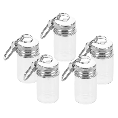 Abaodam 5 Stück treibende Wunschflasche kleine glasflaschen Wunschflasche aus Glas Parfümflasche Ornament Mini-Glasflaschen Flasche wünschen Mini-Glas- Rostfreier Stahl Transparent von Abaodam