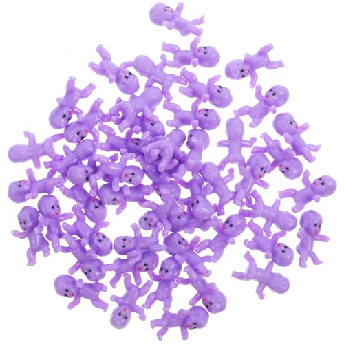 Abaodam 50 Stück Dekorationen Für Die Babyparty Kleinkind Puppe Mädchen Miniatur Mini- Minifiguren Kleine Figuren Mini-tierfiguren Kleine Babyfiguren Plastik Violett von Abaodam