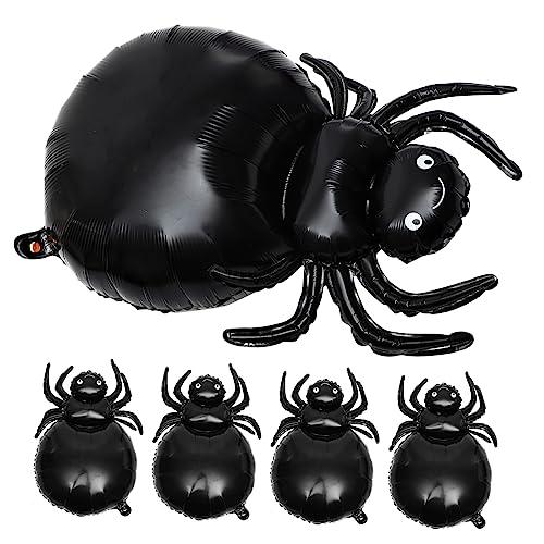 Abaodam 5St Spinnenballon aus Aluminiumfolie Halloween sprühen Party Spider balloons Spukhaus-Layout-Requisite Folienballon Ballons Verzierungen Luftballons-Set Black von Abaodam