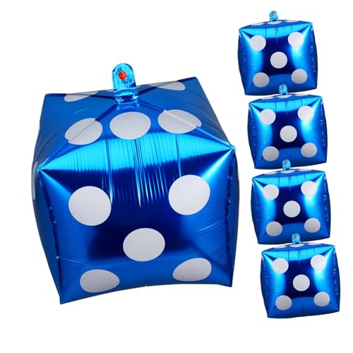 Abaodam 5pcs Würfel Ballon Luftballons Für Poolpartys Geburtstagsballons Hintergrund Folienwürfelballons Würfeldekorationen Brettspiel-ballons Große Luftballons Aluminiumfolie Blue von Abaodam