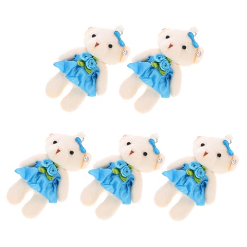 Abaodam 5st Hochzeitspuppe Dekoratives Bärendekor Ausgestopfte Bärenfiguren Hängende Kleine Bären Cartoon-bär-puppe Bär Puppe Spielzeug Verschleißfeste Kleine Bären Blue Plüsch von Abaodam