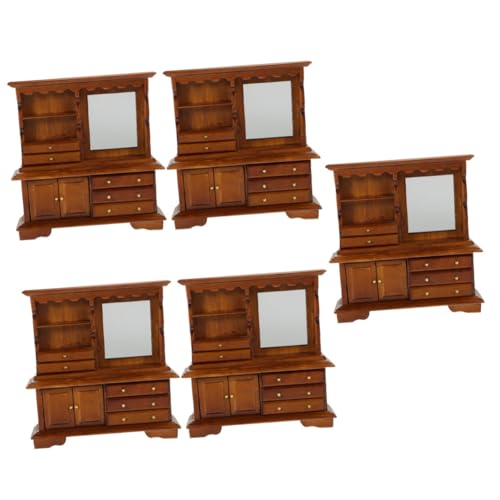 Abaodam 5st Puppenhausmöbel Kommode Schrankdekor Schminkhocker Schminktisch Schmücken Miniatur-hausschrank Mini-möbel Winziges Hausdekor Miniaturen Fotorequisite Holz Tasche Ob11 Suite von Abaodam