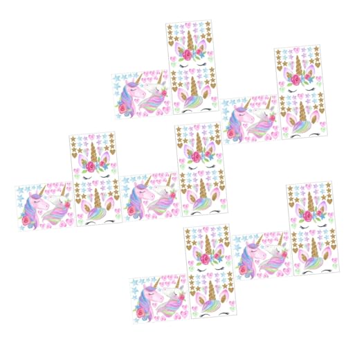 Abaodam 6 Sätze Wandtattoo Einhorn Selbstklebende Wandaufkleber Geschwollen Ästhetische Raumdekoration Bettdecke Einhorn-regenbogen-wanddekoration Film Pvc Colorful 2 Stück * 6 von Abaodam