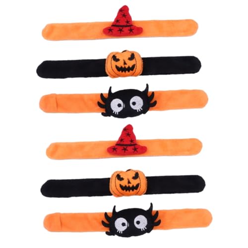 Abaodam 6 Stk Halloween-ring Süßigkeiten Weiße Armbänder Fledermaus Licht Pailletten-armband Cartoon-slap-armband Halloween-armbandzubehör Schlagarmbänder Für Kinder Seidentuch von Abaodam