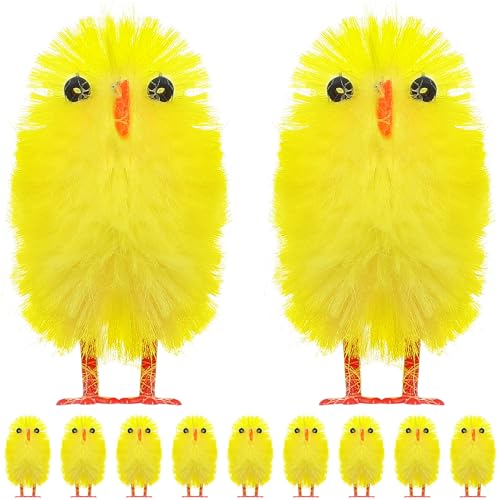 Abaodam 60 Stück Ostern-küken-dekoration Hühnerfiguren Küken Dekoration Flauschiges Huhn Hühnerspielzeug Chenille-küken Gelbe Hühner Babyküken Chemiefaser Und Kunststoff Yellow von Abaodam