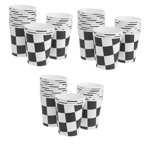 Abaodam 60 Stück Racing Partybecher Verdickte Pappbecher Party Pappbecher Bankettbecher Racing Party Teetassen Racing Party Papierbecher Karierte Papierbecher Papiergetränkebecher von Abaodam