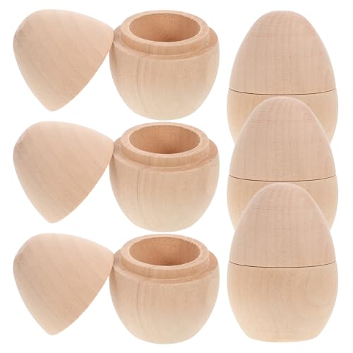 Abaodam 6Pcs Falsche Eier Zum Malen - Holz Ostereier Unfertigte Holzhandwerk Eier Gefälschte Eier Für DIY -Malerei - Behandelbare Holzeier Für Handwerk von Abaodam