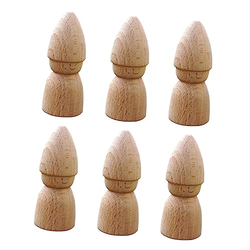 Abaodam 6St Marionette Kinderhandwerk Bastelsets Spielzeugküche bemalbare Puppen basteln bastelset basteln für Holzpuppen bemalen holzfiguren selber machen hölzern Beige von Abaodam