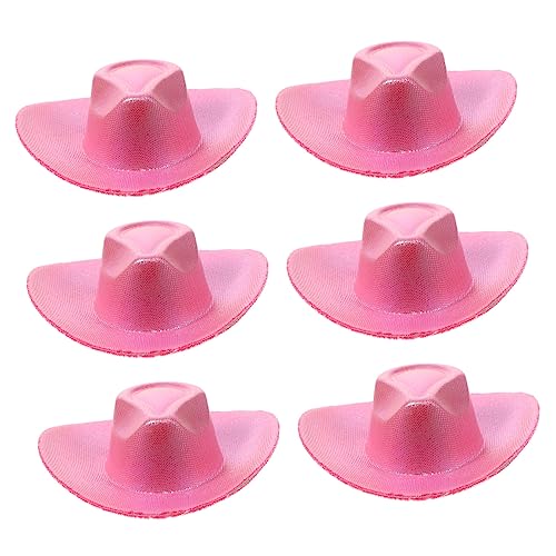 Abaodam 6st Mini-cowboyhut Trucker-mützen Hutballon Hüte Für Frauen Braut Hut Landhut Cowgirl-hüte Für Damen Strohhut Kleine Hüte Basteln Miniaturhüte Für Partys Puppenhüte Rosy Kunstleder von Abaodam