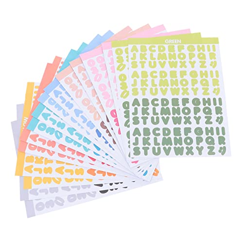 Abaodam 8 Blatt Buchstabenaufkleber Nagelaufkleber Dekoration Scrapbookaufkleber DIY Deko Decal DIY Sticker DIY Fotoalbum Scrapbooking Sticker Aufkleber Papier Bunt von Abaodam