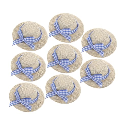 Abaodam 8 STK Strohhut Puppenzubehör Mini-Hüte Kleiner Tierhut Minihüte zum Basteln Mini-Sombrero-Hüte Puppenhüte Strohhüte für Puppen Puppenhaushüte Mini-Puppenmützen Mini-Hut Weben Beige von Abaodam