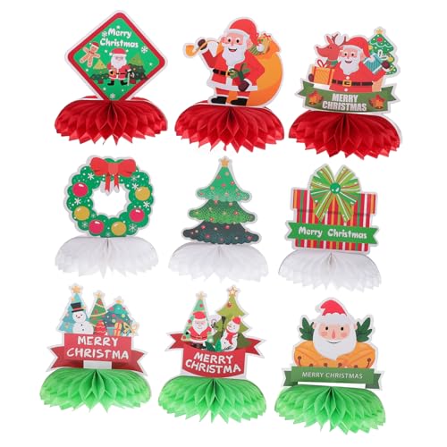 Abaodam 9 Stück Weihnachtswaben-mittelstück Für Tisch, Weihnachtsparty, Tischdekoration, Festliche Dekoration, Wabenpapier-Dekoration, Weihnachts-Desktop-Dekoration, von Abaodam