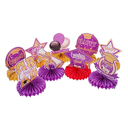 Abaodam 9St Abschluss-Waben-Ornament Ballongirlande Abschluss Tischdekoration Kulissenvorhang abschluss Party partydekoration Abschluss Mittelstücke Abschluss Versorgung Papier Violett von Abaodam