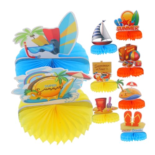 Abaodam 9St Sommerparty-Dekorationen Strandtisch hawaiianische Leis Sommerparty Dekoration Tropische Partydekoration hawaiianische Partydekoration Tischdekoration in Wabenform Papier von Abaodam