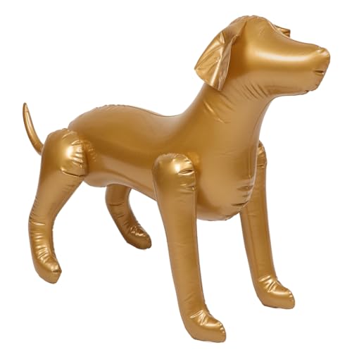 Abaodam Aufblasbare Hundeschaufensterpuppe Hundebecken Hundespielzeug Aufgeblasene Welpenfigur Känguru Tuff Aufblasbarer Hund Tiermodell Welpenmodell Welpenbekleidungsmodell PVC Golden von Abaodam