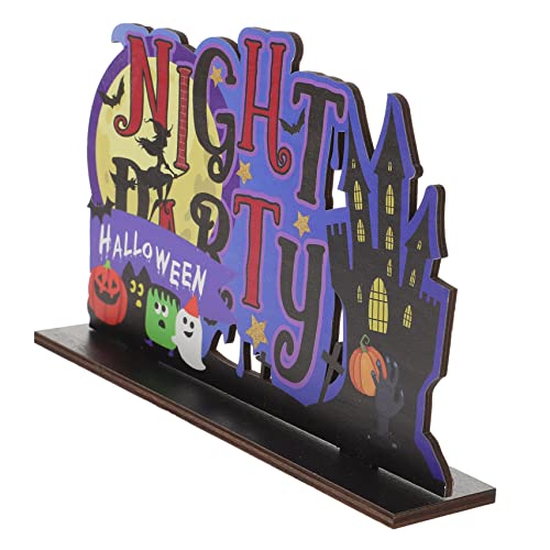 Abaodam Halloween-Ornamente Halloween-Banner-Dekorationen Gefälscht Gegenwärtig Halloween Tischdekoration Spitze Dekorschild Vintage - Halloween-tischschilder Aufkleber Laterne Holz von Abaodam