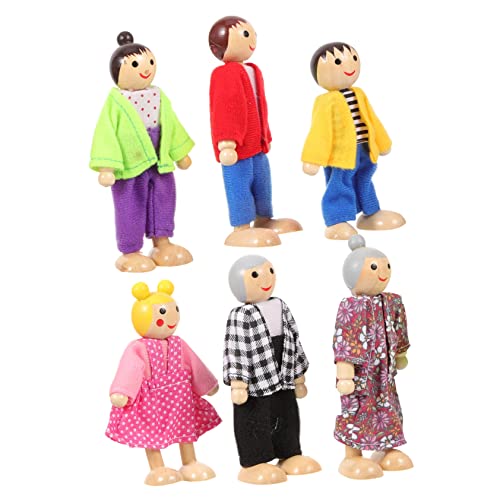 Abaodam Holzfiguren Puppenhaus 1 Set Puppen Familie Miniatur Figuren Spielset Bewegliche Puppen Für Ideal Für Puppenhaus Und Fördert Kreatives Und Fantasie Puppenhaus Spielzeug Set von Abaodam