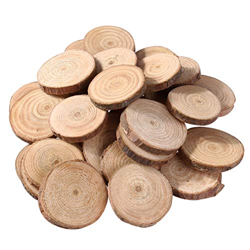 Abaodam Holzplatte 100 unlackierte Holzscheiben Scheiben Naturholz Kreise Stücke Holzplatten für DIY rustikale Tafelaufsatz Plaketten Schild 1,5-3 cm Baumscheiben von Abaodam