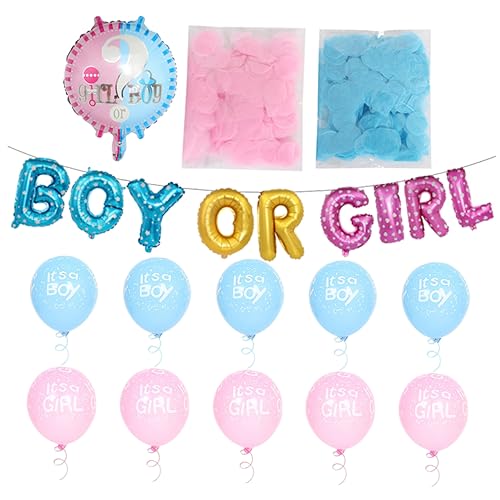 Abaodam Latex Ballon Set Zur Geschlechtsreveals Party Überraschungsballon Mit Konfetti 10 Blaue & 10 Luftballons Inklusive Boy Oder Girl Buchstabenbanner Perfekte Deko von Abaodam