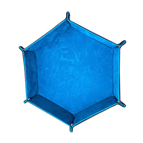 Abaodam Lederwürfelschale Schreibtischablagen Würfel Rollmatte Ringhalter-Tablett Klapptablett Faltbare Foldable Storage Boxes sechseckige Würfelschale Würfelfach Blue von Abaodam