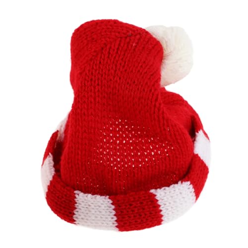 Abaodam Puppenmütze Mini-Strickmützen Minihüte zum Basteln Kunst DIY Handwerk Strick Dekoration Mini-Hüte Minihüte für Puppen Miniatur-Puppenhüte winzige Kitting-Hüte Garn rot von Abaodam