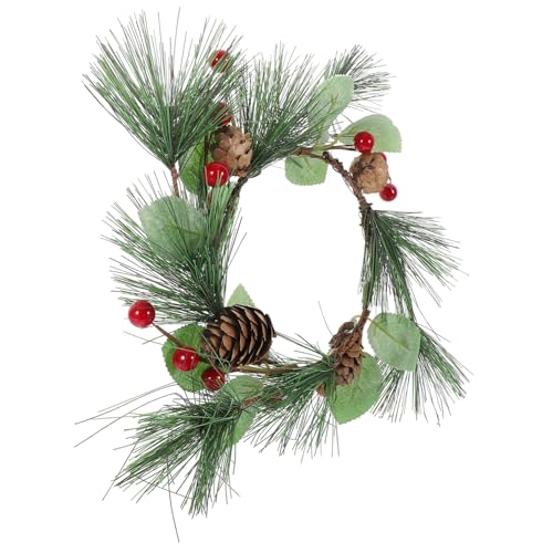 Abaodam Zapfen Weihnachtsbaum Lametta Beleuchtet Roter Beerenkranz Weihnachtsdekoration Christbaumschmuck Gold Dekorationen Schleife Kiefer Twist Bögen Girlande Tür Schaumsimulationseffekt von Abaodam