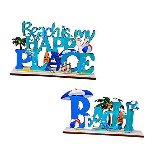 Holzscheiben 2Pcs Beach Party Dekore Hawaiian Dekoratives Holz Alphabet Dekore Tropical Tisch Dekore für Sommer Beach Pool Party Schriftzug Holz von Abaodam