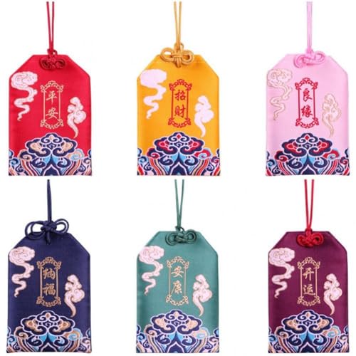 Abbdbd 6 Stück Japanische Omamori-amulette, Segen, Glücksbeutel Zum Aufhängen, Anhänger, Glücksbeutelbeutel Für Segen, Gesundheit, Glück, Reichtum, Erfolg von Abbdbd