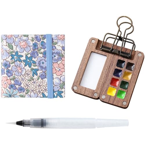 Abbdbd Tragbares Reise-aquarell-Set, Mini-aquarellfarben-Set, skizzenbuch-Box Für Studentenausflüge, Kunstbedarf von Abbdbd