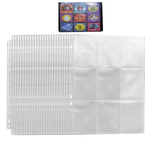 2 Pcs Baseball Card Sleeves - 50 doppelseitige Kartenhüllen, 11 Löcher - Baseballseiten für Ringbuch, Kartenblätter für Standardkarten, Sportkarten, Spielkarten, Visitenkarten Abbto von Abbto