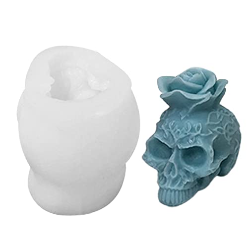 Abbto 2 Stück Totenkopfform aus Silikon, Skelett-Form, Halloween-Dekoration | 3D-Silikon-Ton-Gipsform für die Dekoration von Halloween-Tischen, Seifenherstellung von Abbto