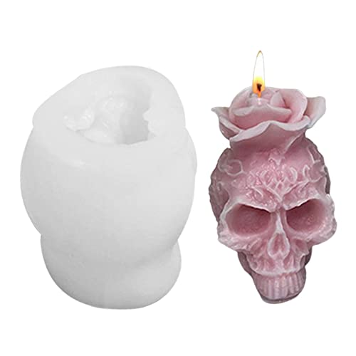 Abbto 5 Stück Silikonform Totenkopf | Silikonformen Totenkopf aus rosa Silikon für Epoxidharz, Gießform aus Silikonharz, leicht zu entfernen für Aromatherapie-Kerze DIY von Abbto