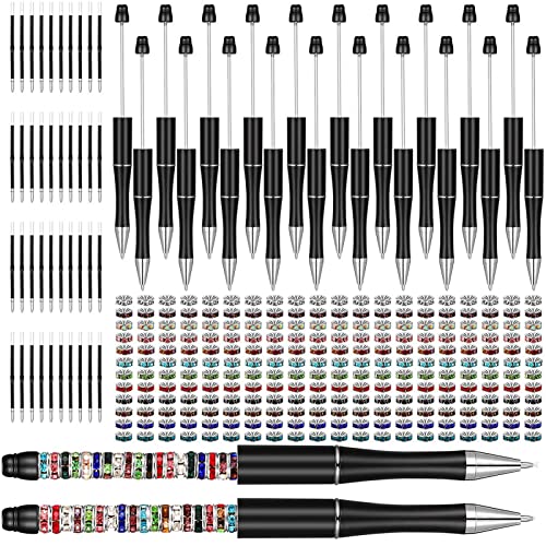 Abbto Verschiedene Kugelschreiber, leichter und glatter Perlenstift, Kugelschreiber mit 8 mm Abstandsperlen aus Silber, Zubehör für Kinder, Studenten, Büro, Schule, Basteln von Abbto